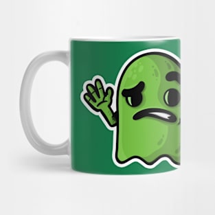 confused little green ghost w Mug